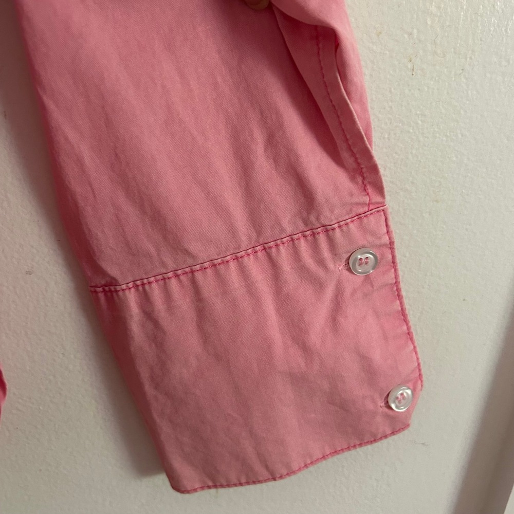 POL Womens Pink Button Down V-Neck Dolman Sleeve Cotton Shirt Medium - Picture 4 of 8